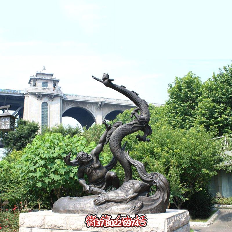 仿銅雕塑大禹治水，裝飾公園廣場